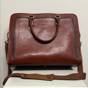 BANUCE Italian Elegant Brown Leather Briefcase for Men’s and Women’s